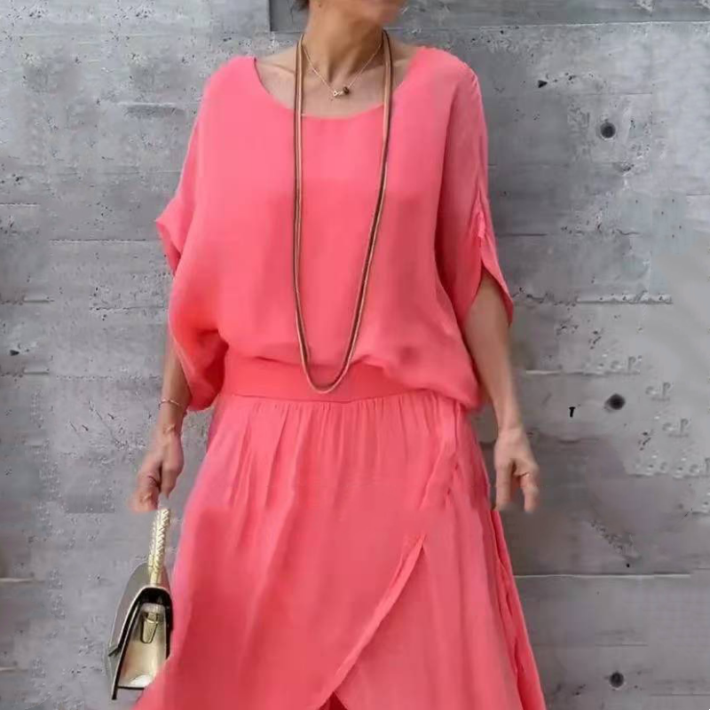 Luxe Chiffon Set | Loose Top & Slit Wide-Leg Pants 2