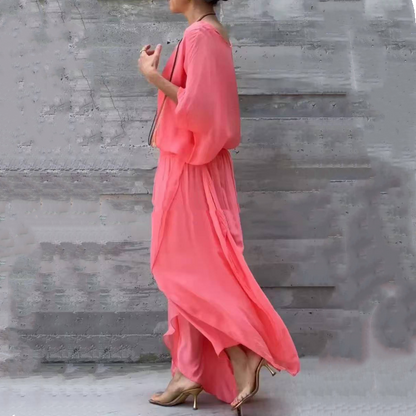 Luxe Chiffon Set | Loose Top & Slit Wide-Leg Pants 3