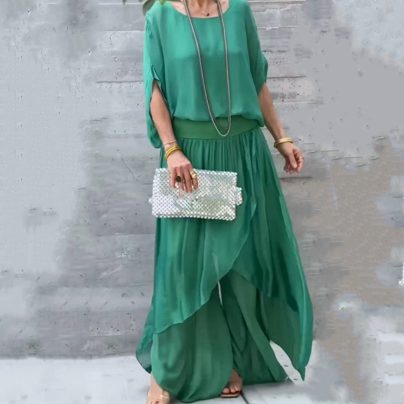 Luxe Chiffon Set | Loose Top & Slit Wide-Leg Pants 5