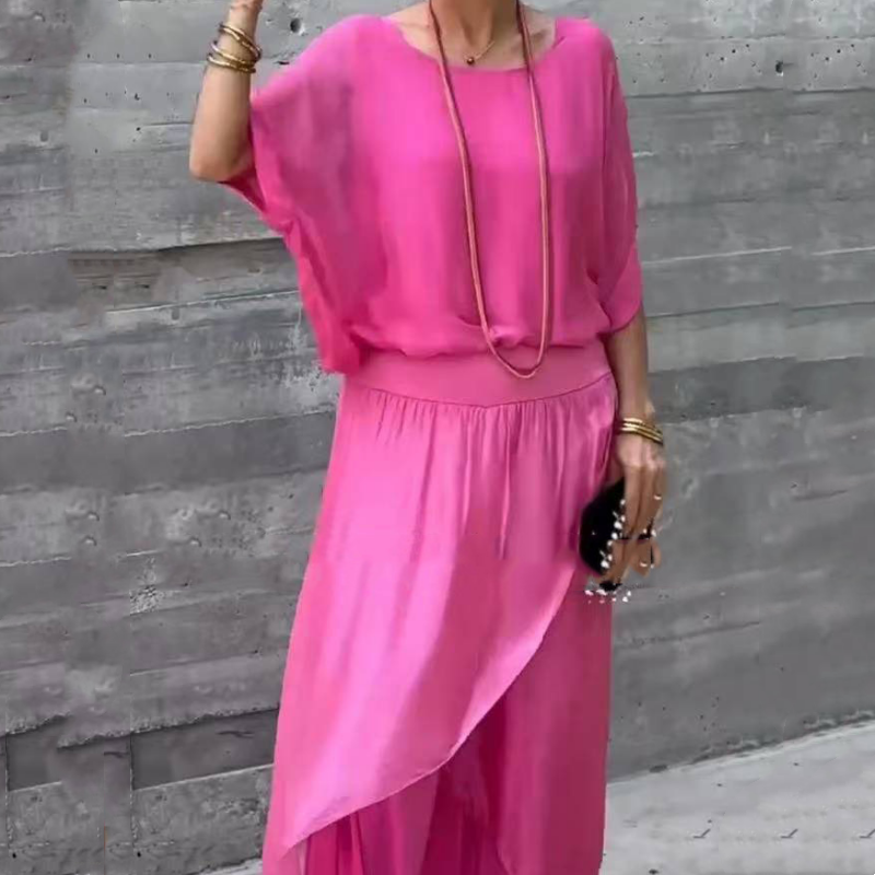 Luxe Chiffon Set | Loose Top & Slit Wide-Leg Pants 7