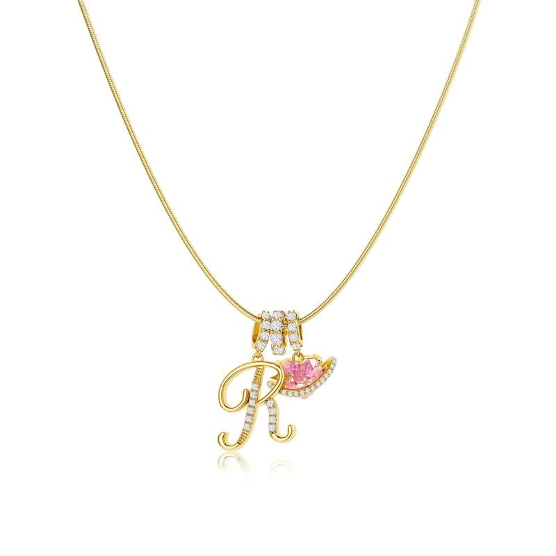 Luxe Initial Pendant Necklace | 3-Layer Gold Design with Adjustable Length 19