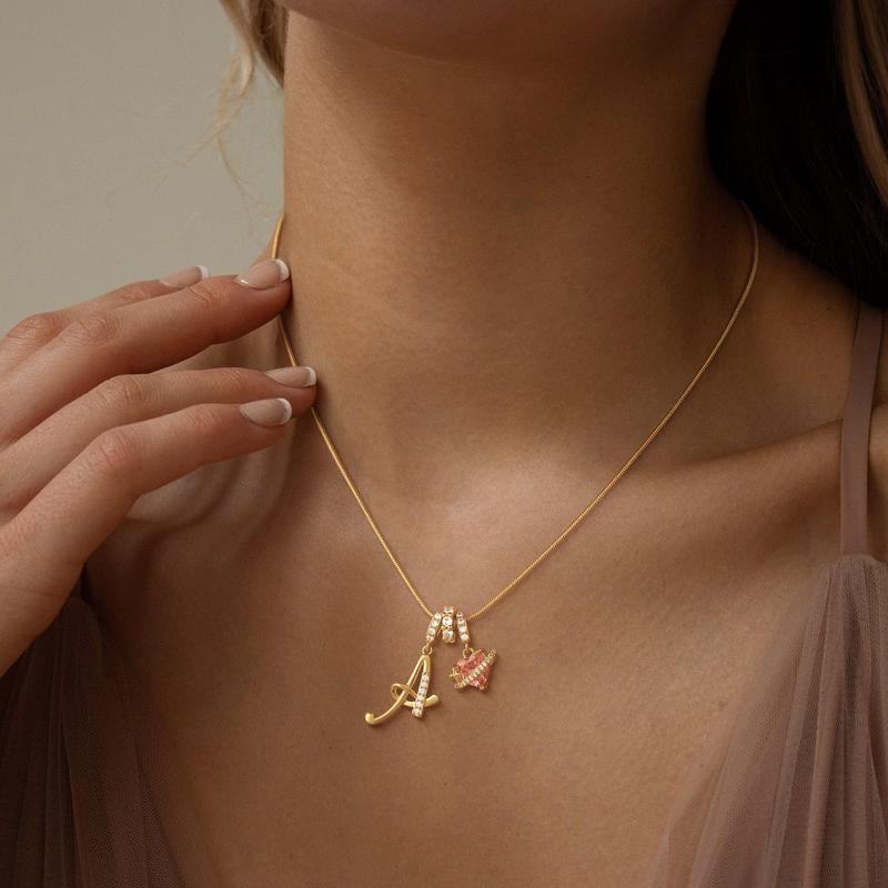 Luxe Initial Pendant Necklace | 3-Layer Gold Design with Adjustable Length 3