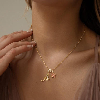 Luxe Initial Pendant Necklace | 3-Layer Gold Design with Adjustable Length 3