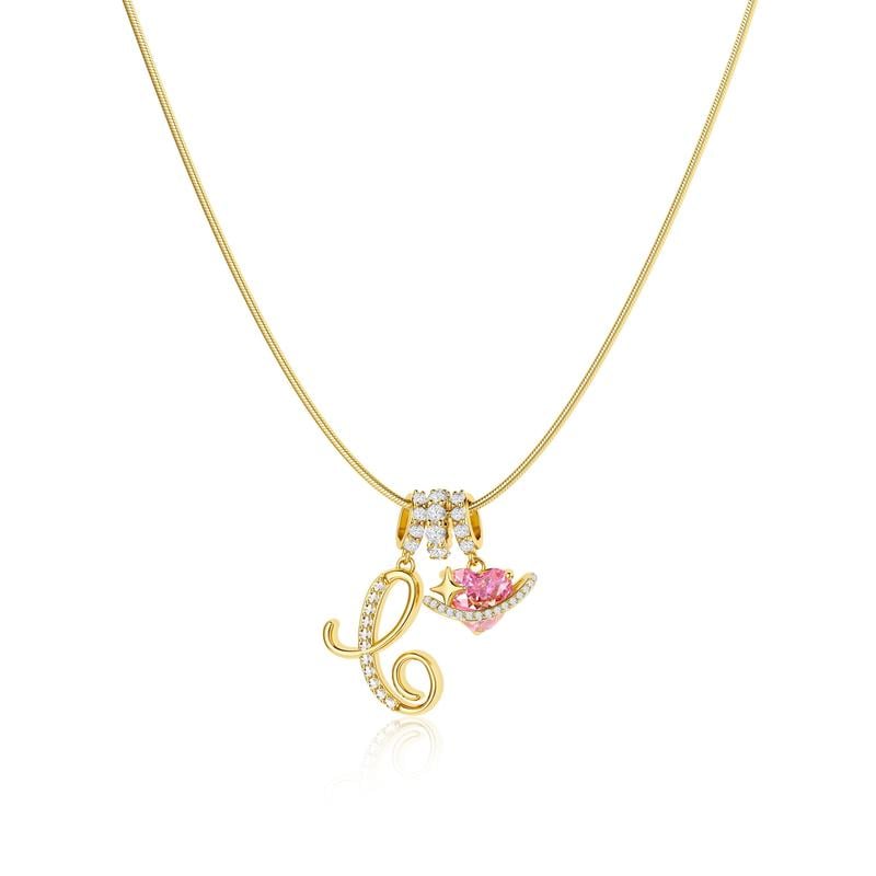 Luxe Initial Pendant Necklace | 3-Layer Gold Design with Adjustable Length 36