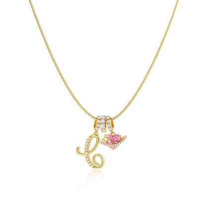 Luxe Initial Pendant Necklace | 3-Layer Gold Design with Adjustable Length 36