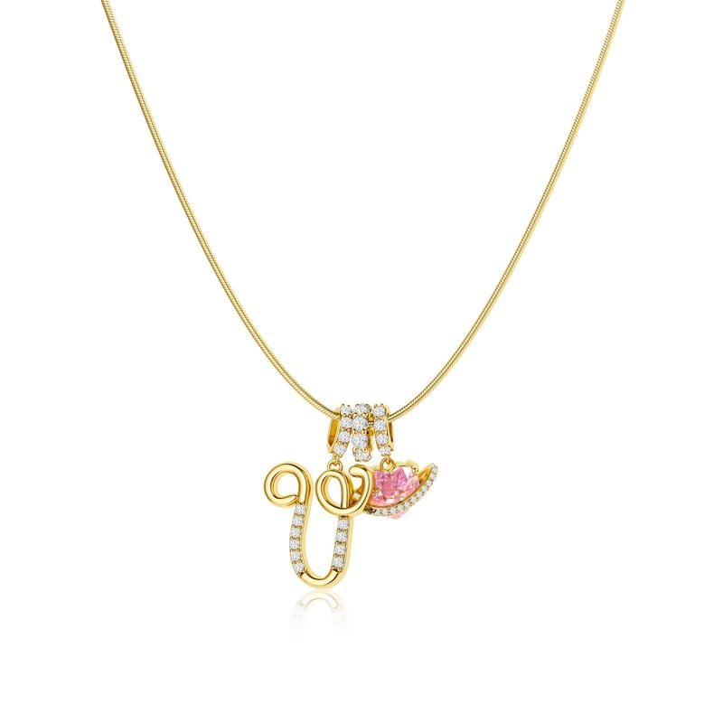 Luxe Initial Pendant Necklace | 3-Layer Gold Design with Adjustable Length 50