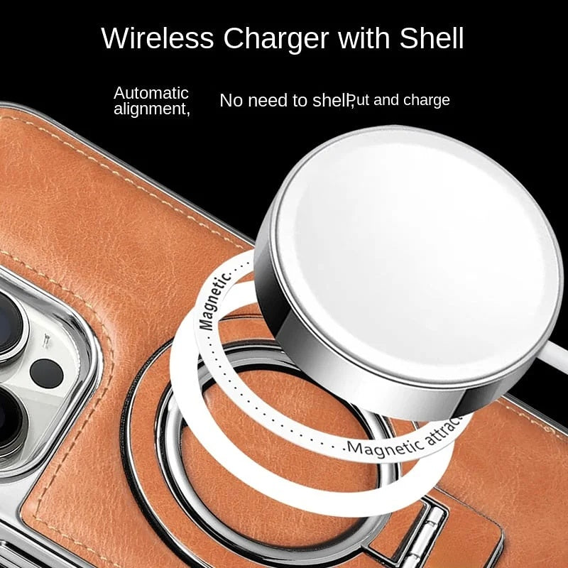 Luxe Invisible Stand Case | Premium Leather for iPhone 14 Pro & 14 4