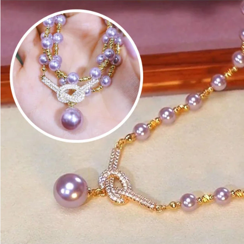 Luxe Pearl Necklace | Simulated Pearls with Rhinestone Accents 2