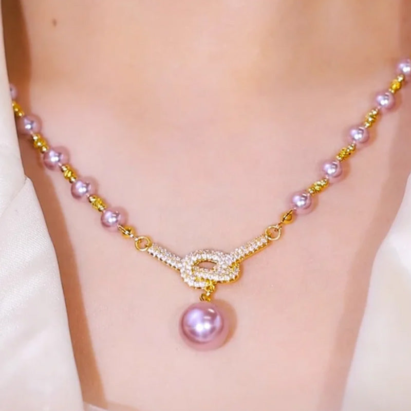 Luxe Pearl Necklace | Simulated Pearls with Rhinestone Accents 3