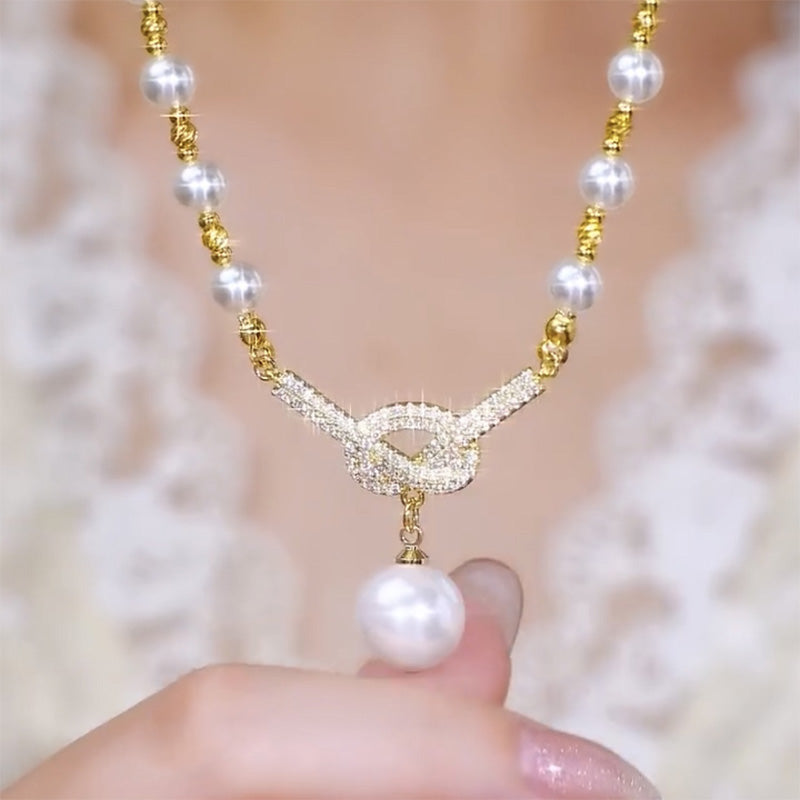 Luxe Pearl Necklace | Simulated Pearls with Rhinestone Accents 7
