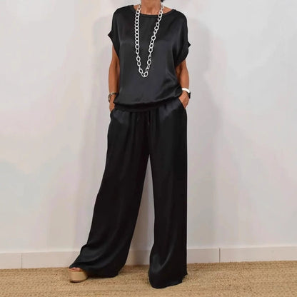 Luxe Satin Two-Piece Suit | Effortless Elegance 1