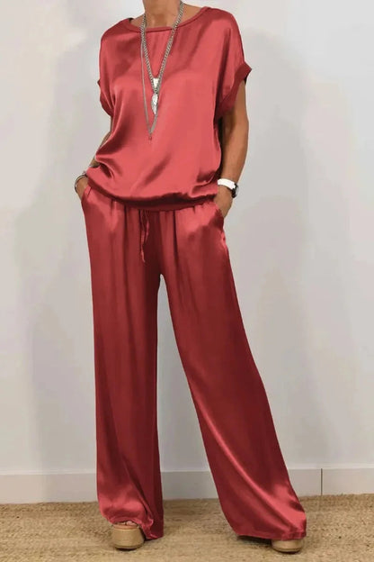Luxe Satin Two-Piece Suit | Effortless Elegance 10