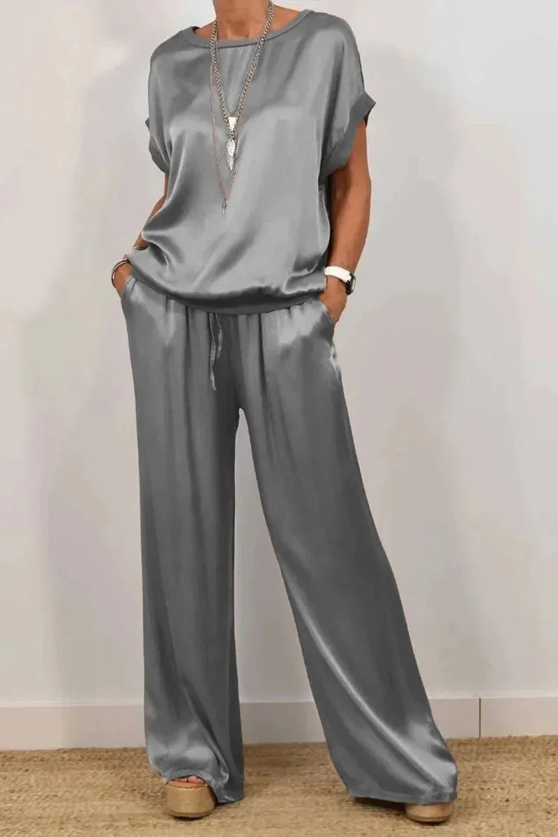 Luxe Satin Two-Piece Suit | Effortless Elegance 11