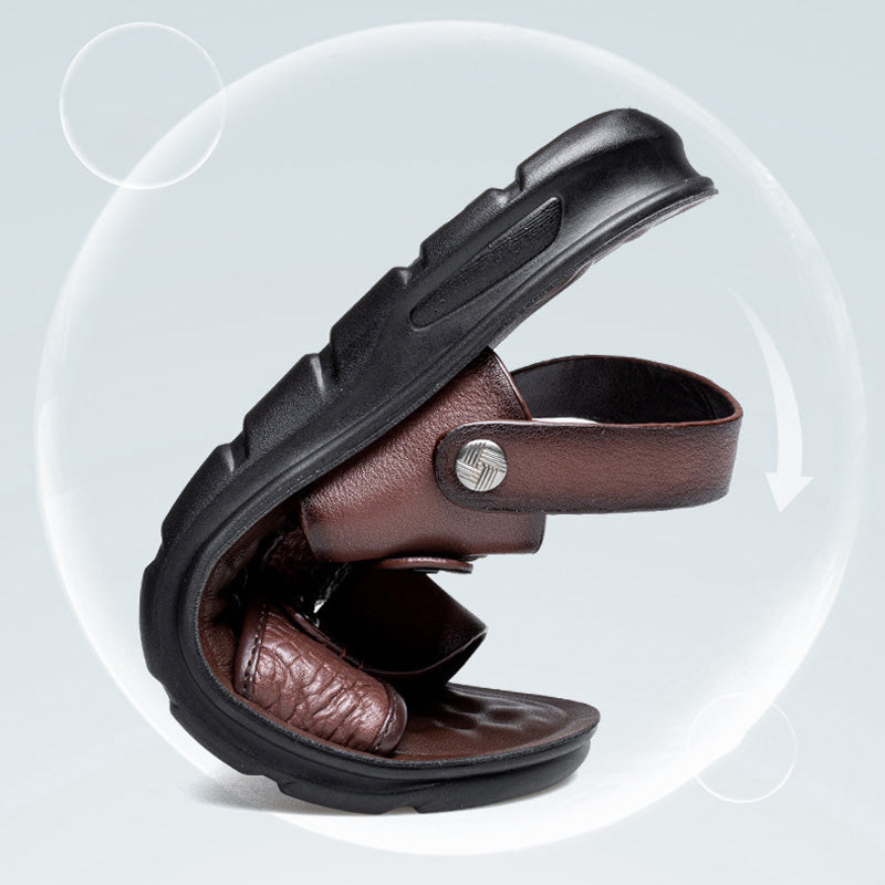 Maverick Beach Sandals | 2-in-1 Rotatable Ankle Strap, Durable Leather, Comfortable Footbed 4