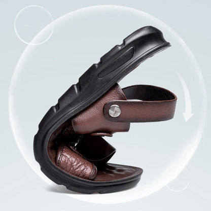 Maverick Beach Sandals | 2-in-1 Rotatable Ankle Strap, Durable Leather, Comfortable Footbed 4