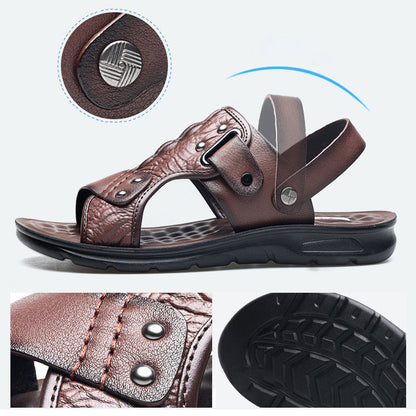 Maverick Beach Sandals | 2-in-1 Rotatable Ankle Strap, Durable Leather, Comfortable Footbed 5