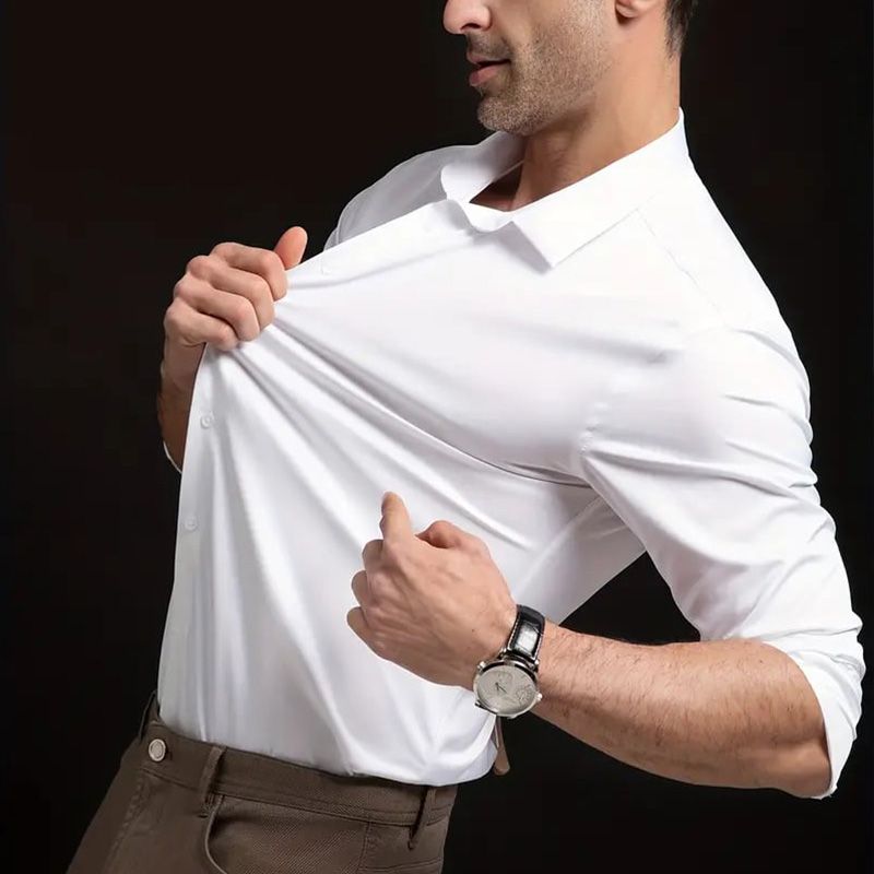 Maverick Men's Dress Shirt | High-Stretch, Wrinkle-Resistant, White 3