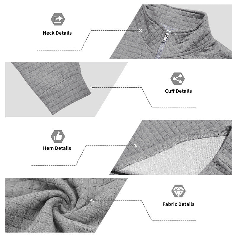 Maverick Men's Quarter Zip Pullover | Textured Jacquard Weave, Versatile Style 4