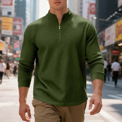Maverick Men's Quarter Zip Pullover | Textured Jacquard Weave, Versatile Style 6