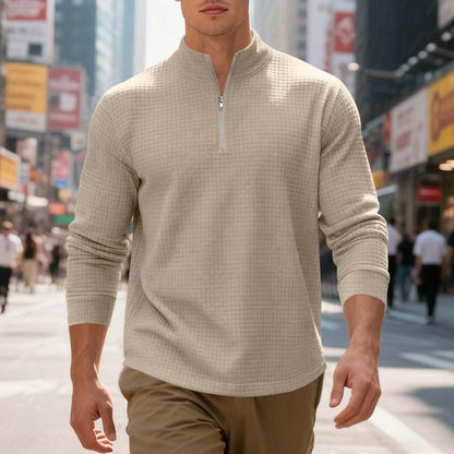 Maverick Men's Quarter Zip Pullover | Textured Jacquard Weave, Versatile Style 8
