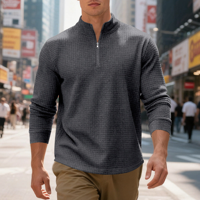 Maverick Men's Quarter Zip Pullover | Textured Jacquard Weave, Versatile Style 9