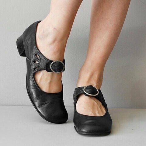 Maya Jane Shoes | Comfortable Low Heeled Cow Leather, Buckle Fastening 8