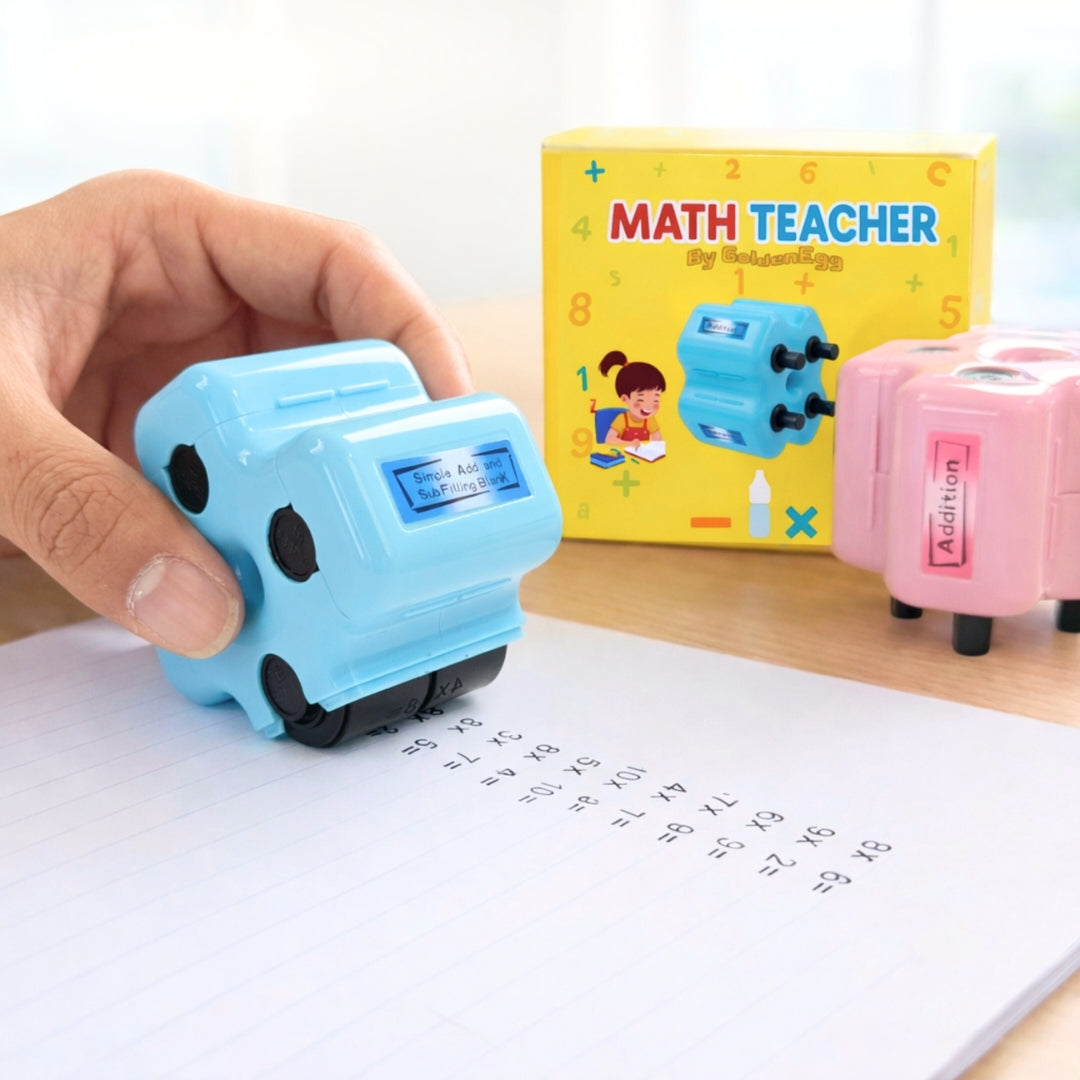 Mighty Math Roller Stamp | 4-in-1 Exercise Creator, Refillable Ink 7
