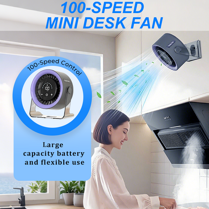 Milo Mini Desk Fan | 100 Speed, Quiet, Rechargeable 1