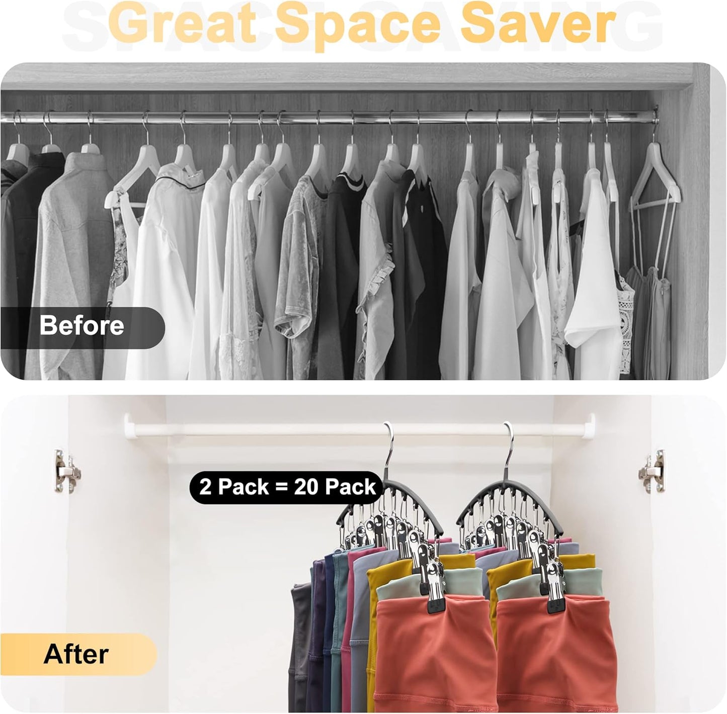 Milo Pants Hanger | 10-Clip Space Saving Organizer, Durable Carbon Steel 3