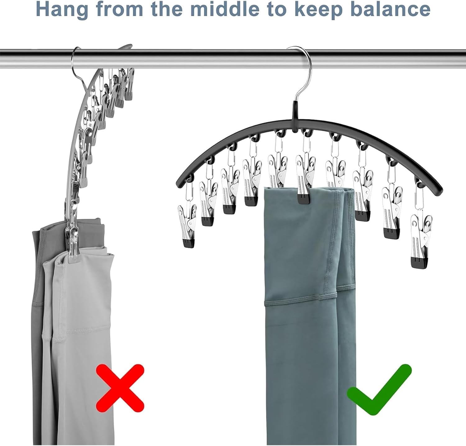 Milo Pants Hanger | 10-Clip Space Saving Organizer, Durable Carbon Steel 5