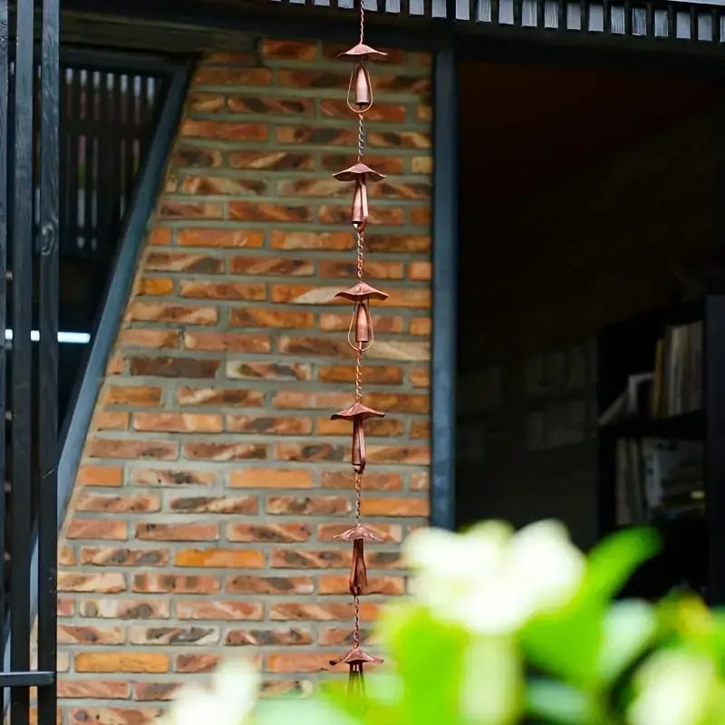 Mira Mushroom Rain Chain | Vintage Iron Gutter Replacement, Eco-Friendly 6