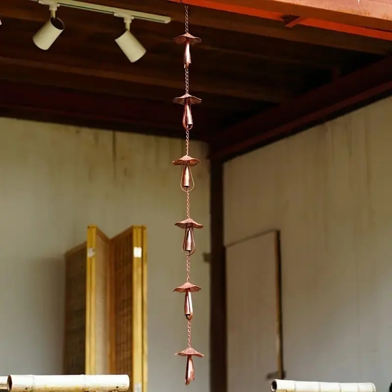 Mira Mushroom Rain Chain | Vintage Iron Gutter Replacement, Eco-Friendly 7