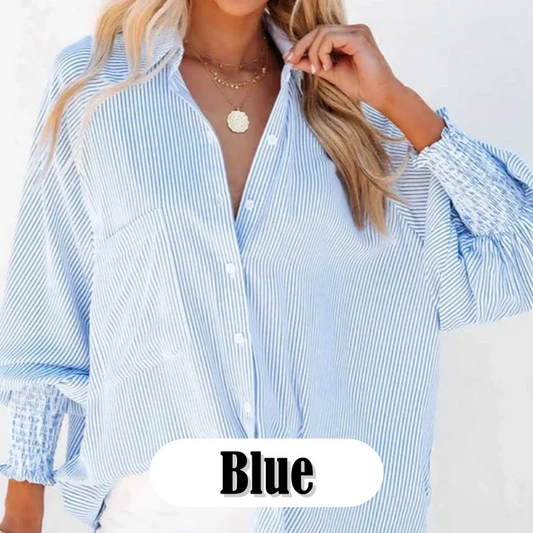Mira Smocked Shirt | Lightweight Polyester, V-Neck, Casual Style 0