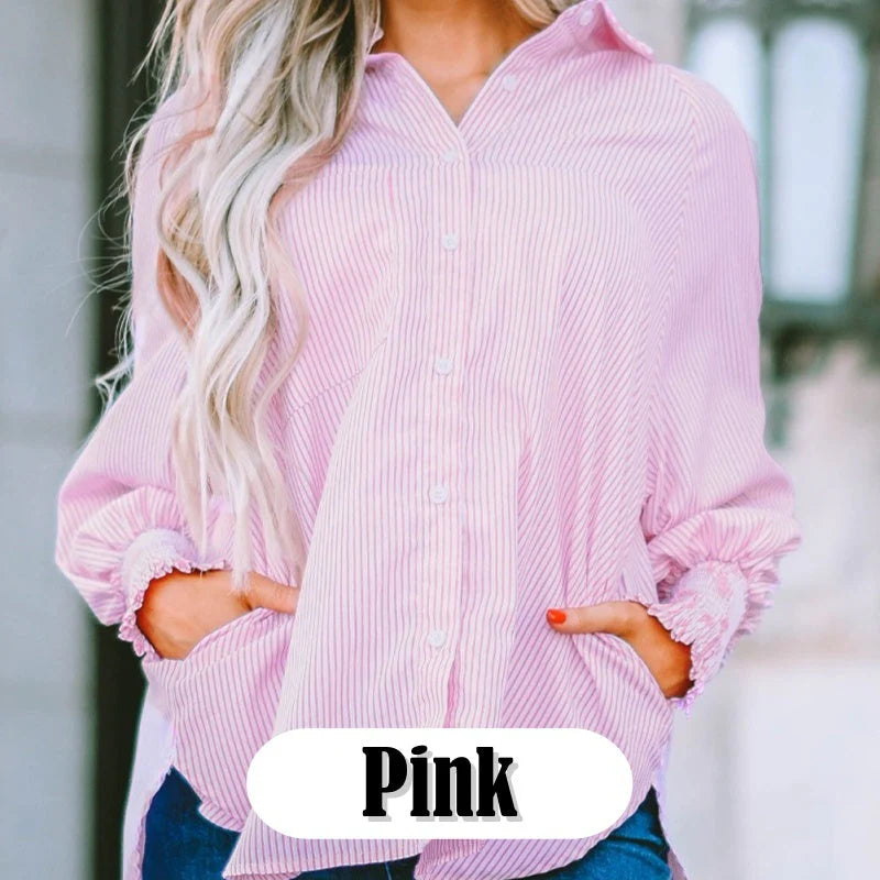 Mira Smocked Shirt | Lightweight Polyester, V-Neck, Casual Style 1