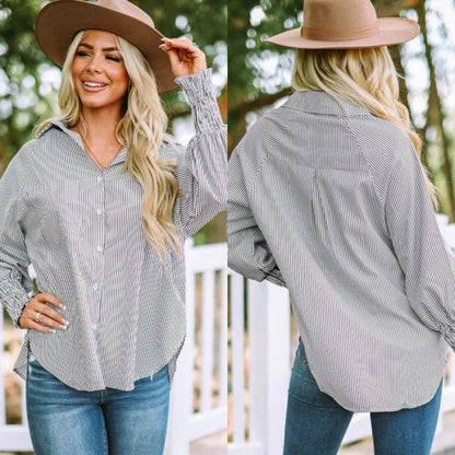 Mira Smocked Shirt | Lightweight Polyester, V-Neck, Casual Style 6