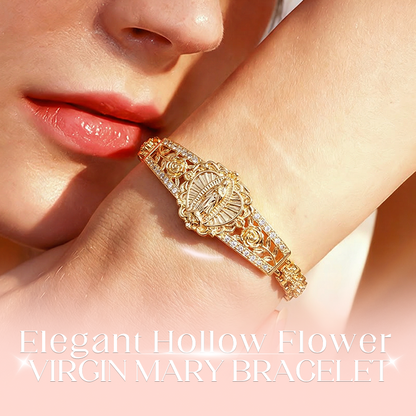 Mira Virgin Mary Bracelet | Elegant Hollow Flower Design, Hypoallergenic Copper 1