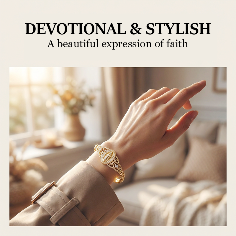 Mira Virgin Mary Bracelet | Elegant Hollow Flower Design, Hypoallergenic Copper 2