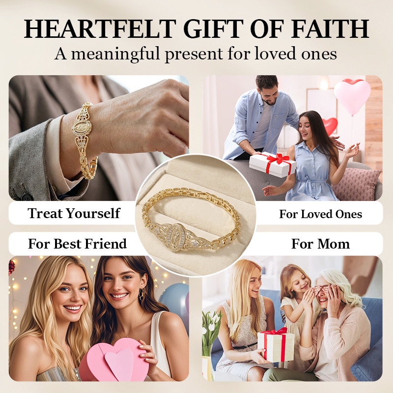 Mira Virgin Mary Bracelet | Elegant Hollow Flower Design, Hypoallergenic Copper 6