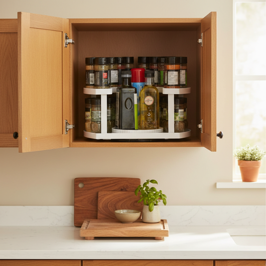 Nimble Spice Rack Organizer | 2-Tier D-Shape, Rotating, Adjustable Height 0