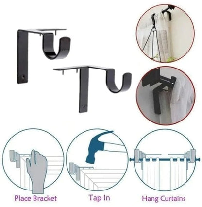 Nora Curtain Rod Brackets | No Drill, Heavy-Duty 2