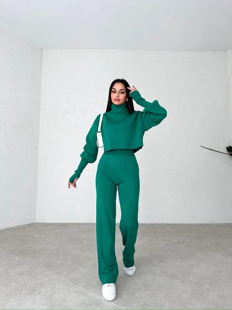 Novelle Knit Suit for Ladies | Knitted Turtleneck, Flexible and Stylish 2
