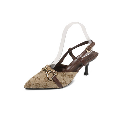 Pinnacle Slingback Heels | Pointed-Toe, Decorative Chain, Black 5