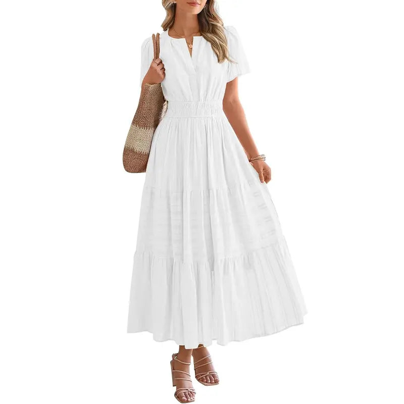 Plea Floral Maxi Dress | Flattering V-Neck, Soft Pleated Fabric 0
