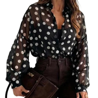 Pola Women's Blouse | Lightweight, Polka Dot Design, Plus Size Available 0