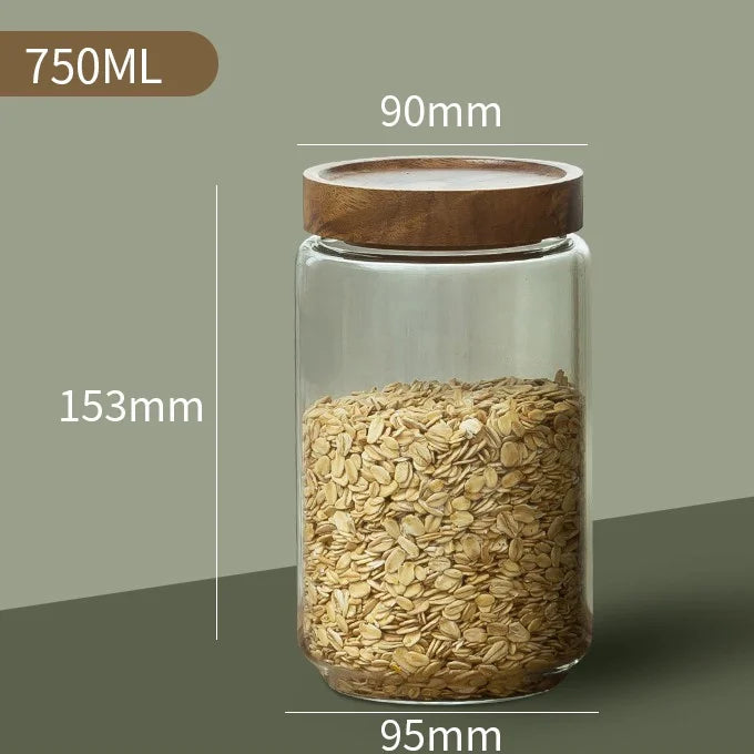 Pura Seal Canister | Airtight Glass with Wooden Lid 12
