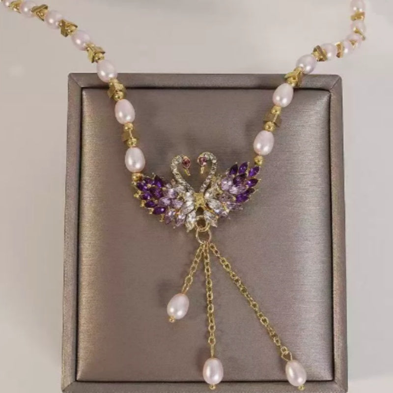 Pura Swan Necklace | Elegant Purple Design, Adjustable Chain 1