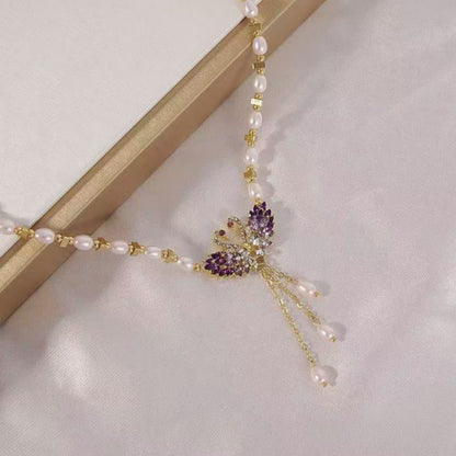 Pura Swan Necklace | Elegant Purple Design, Adjustable Chain 2