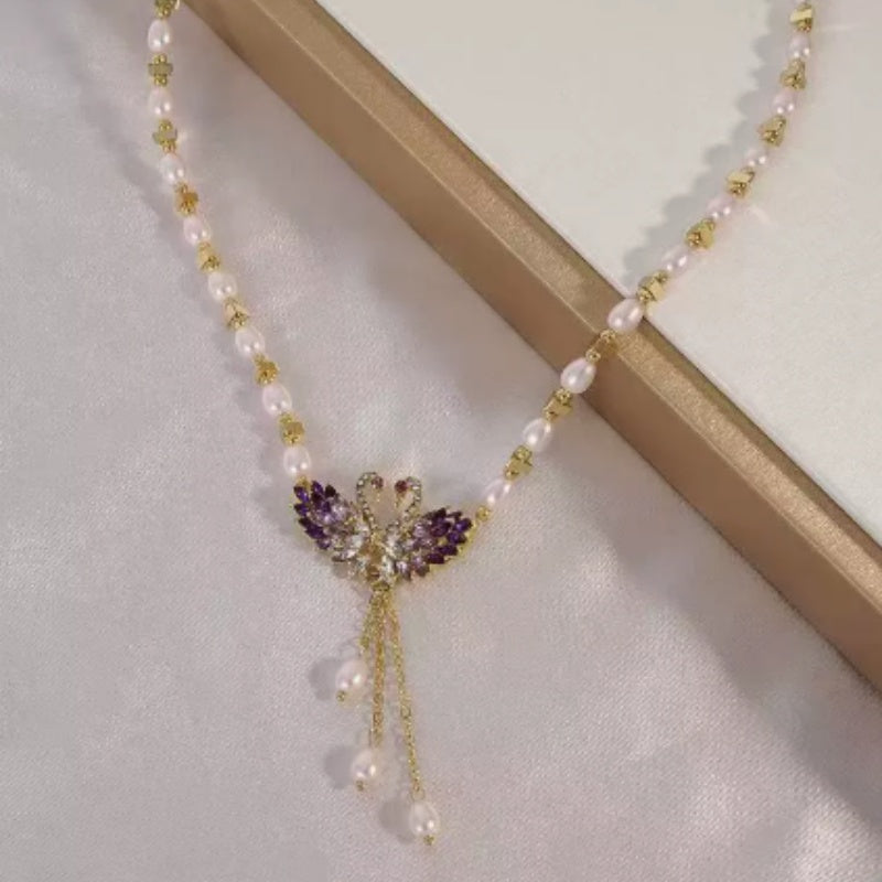 Pura Swan Necklace | Elegant Purple Design, Adjustable Chain 4