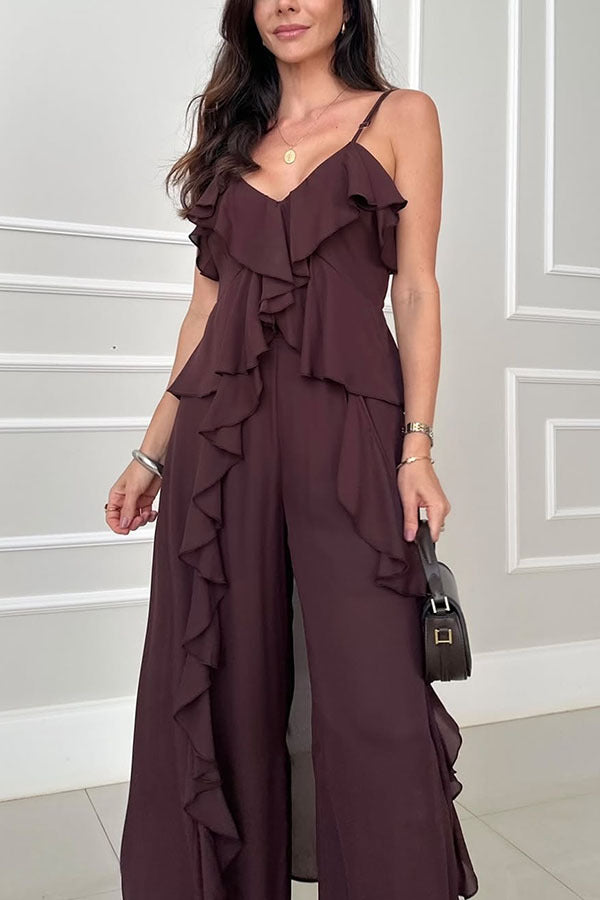 Raffi Two Piece Set | Lightweight Chiffon Ruffled Cami & Wide Leg Pants 1