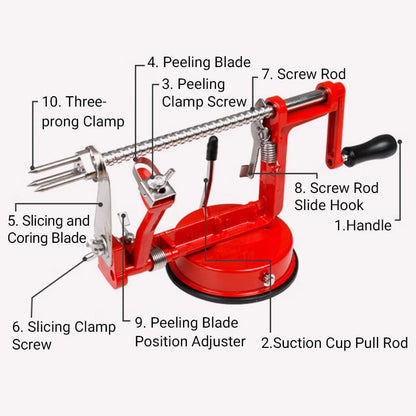 Ravi Hand Crank Peeler | 3-in-1 Peeling, Coring, Slicing Tool 7